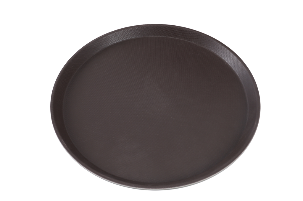 [PE6909_Br] FG Anti-skid | Brown Round Salver (Serving Tray) 14in